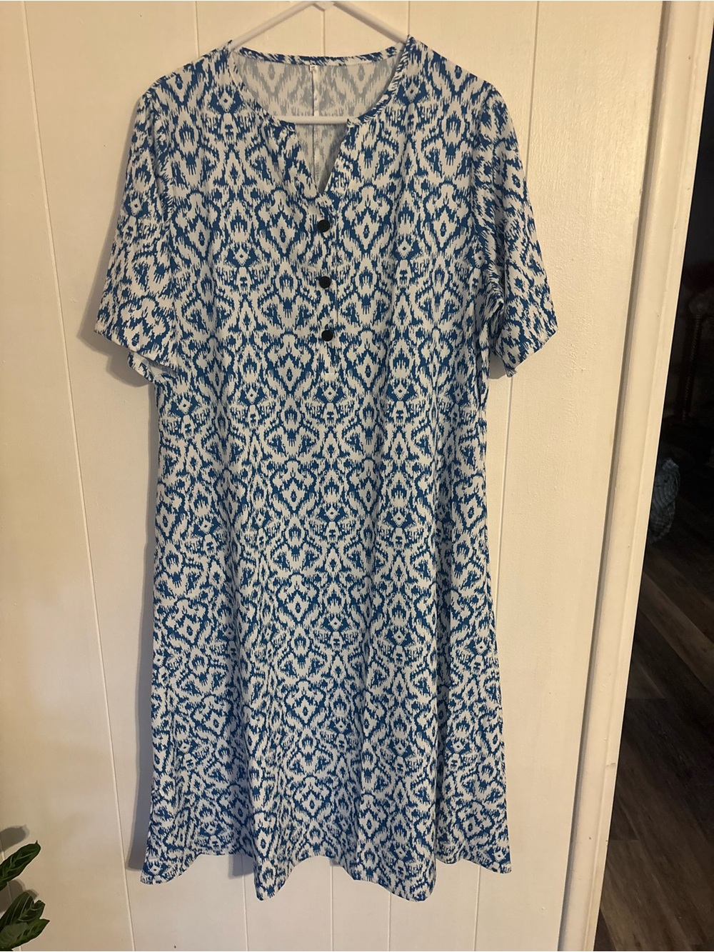 Blue Patterned Women's Dress - Classic Ikat Print